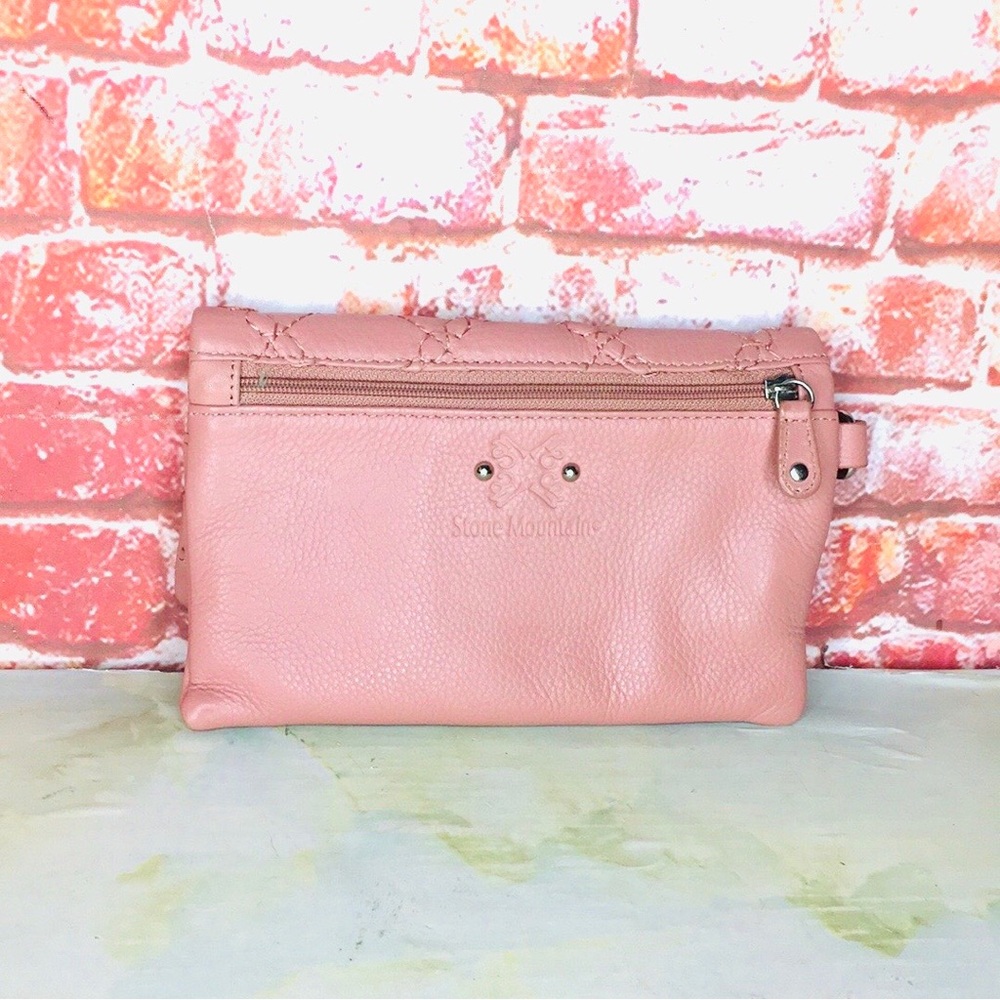 Stone Mountain Soft Mauve Leather Fold over Wallet Quilted Women's Bag - Picture 2 of 5